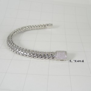 John Hardy Sterling Silver 0.62 Ct Diamond Classic Chain Bracelet