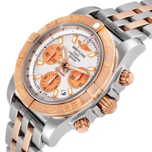 Breitling Chronomat 41 Steel Rose Gold Silver Dial Mens Watch  