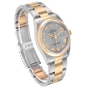 Rolex Datejust Steel Yellow Gold Slate Dial Mens Watch 