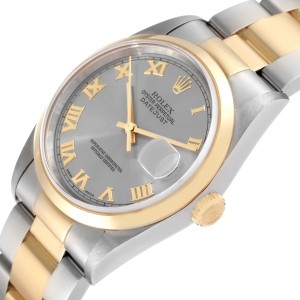 Rolex Datejust Steel Yellow Gold Slate Dial Mens Watch 