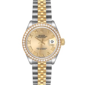 Rolex Datejust Steel Yellow Gold Diamond Bezel Ladies Watch  