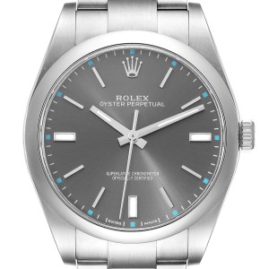 Rolex Oyster Perpetual 39 Rhodium Dial Steel Mens Watch  