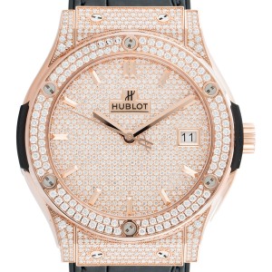 Hublot Classic Fusion Diamond Pave Dial 18K Rose Gold Automatic 45mm Mens Watch