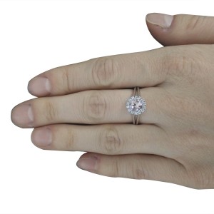 1.28 Carat Morganite 14K White Gold Diamond Ring