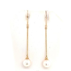 Akoya Pearl Earrings 14 KT Yellow Gold 9.03 mm Certified $1,390  
