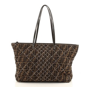 Fendi Roll Tote Quilted Zucca Canvas Large