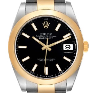 Rolex Datejust 41 Steel Yellow Gold Black Dial Mens Watch  