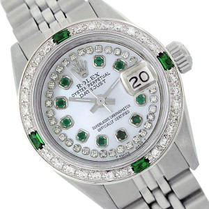 Rolex Lady Datejust White Mother of Pearl Diamond Dial and Bezel 26mm Womens Vintage Watch