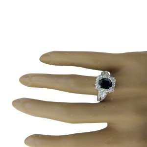 3.10 Carat Sapphire 14K White Gold Diamond Ring