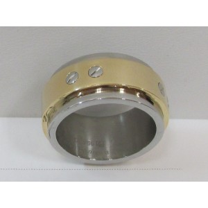 Cartier Santos 100 18K Yellow Gold Stainless Steel Ring Size 10.25