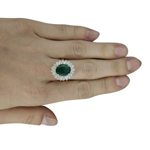 4.45 Carat Emerald 14K Yellow Gold Diamond Ring