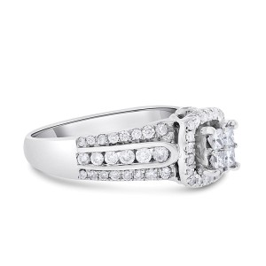 14K White Gold 1.05 Ct. Diamond Halo Princess Promise Ring