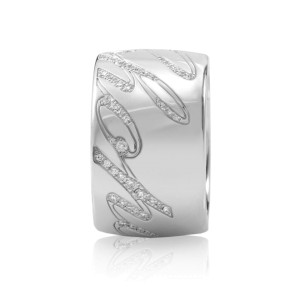 Chopard Chopardissimo Signature 18K White Gold & 0.35ct Diamond Ring Sz 6