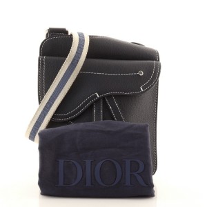 Christian Dior Saddle Flat Messenger Bag Leather