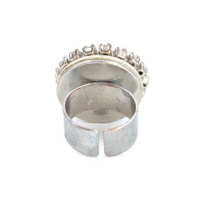 CHANEL Silver Coco Rhinestone Ring