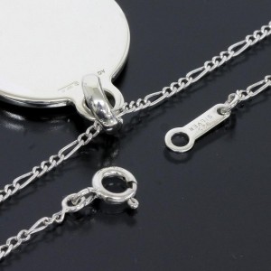 Gucci 925 Sterling Silver Crest Circle Plate Chain Pendant Necklace 