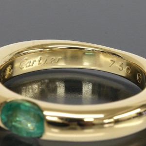 Cartier 18k Yellow Gold Emerald Band Ring 