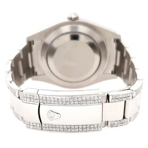 Rolex Datejust II 41mm Diamond Bezel/Lugs/Bracelet/Purple MOP Roman Dial Steel Watch 116300