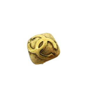 Chanel Gold Tone Metal Coco CC Logo Earrings