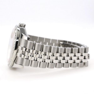 Rolex Datejust 116200 36mm 2ct Diamond Bezel/Black Pearl Diamond Arabic Dial Steel Watch
