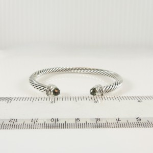 David Yurman Sterling Silver 18tcw 5mm Prasiolite Diamond Cable Bracelet