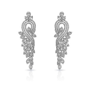 Rylee   Carat Combined Mixed Shape Diamond Chandelier Earrings for Ladies in 14kt White Gold