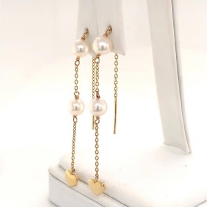 Akoya Pearl Earrings 14 KT Gold Certified $890  