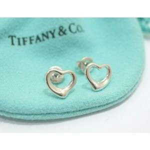 Tiffany & Co Sterling Silver Elsa Peretti Open Heart Earrings Lxmda-202