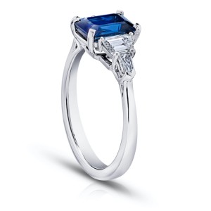 David Gross Emerald Blue Sapphire and Diamond Ring