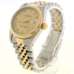 Rolex Datejust 2-Tone Gold/Steel Factory Champagne Roman Dial Midsize 31mm Womens Jubilee 68273
