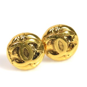Chanel Metal Gold Coco Mark Earrings