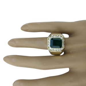 4.26 Carat Emerald 14K Yellow Gold Diamond Ring