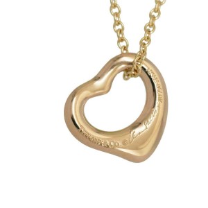 TIFFANY & Co 18k Pink Gold Open Heart Necklace RCB-117