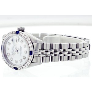 Rolex Datejust Steel MOP Diamond and Sapphire Ladies Watch