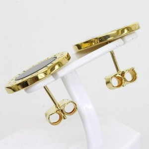 Bulgari 18k Yellow Gold Onyx Earrings