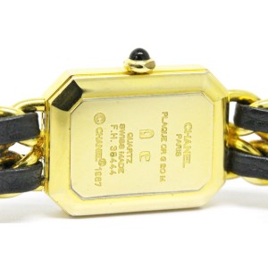 Chanel Premiere Size L Gold Plated Leather Strap Quartz Womens Watch