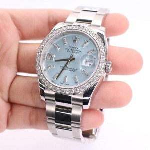 Rolex Datejust 116200 36mm 1.95ct Diamond Bezel/Ice Blue Diamond Dial Steel Watch