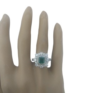 2.30 Carat Emerald 14K White Gold Diamond Ring