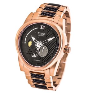 Egard Rose Gold and Black Dial 43mm Mens Watch