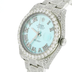 Rolex Datejust II 41MM Steel Mens Oyster Watch w/14.1Ct Diamond Dial, Bezel, & Bracelet 116300