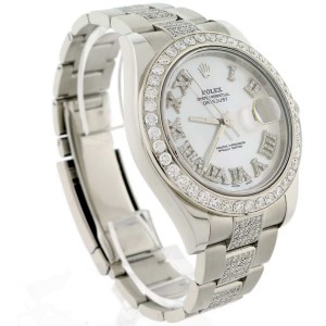 Rolex Datejust II 41MM Stainless Steel Automatic Oyster Mens Watch w/MOP Roman Diamond Dial, Bezel, & Bracelet 116300
