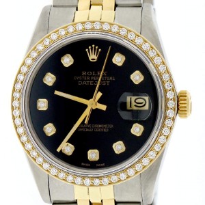 Rolex Datejust 2-Tone 18K Yellow Gold & Stainless Steel Jubilee Watch 36MM 16013 w/Diamond Dial & Bezel
