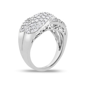 14k White Gold 1.50 Ct. Natural Diamond Braided Crossover Fashion Ring Size 5.25