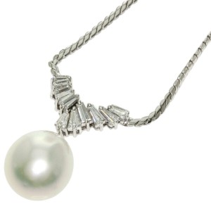 MIKIMOTO White Pearl Pearl Pearl Diamond K18 White Gold Necklace LXGQJ-195
