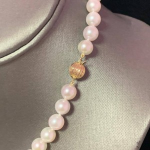 Akoya Pearl Necklace 14 KT YG 8 mm 16 in Certified $4,950  