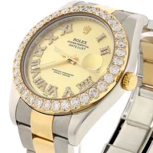 Rolex Datejust II 2-Tone Yellow Gold & Stainless Steel 41MM Automatic Mens Oyster Watch w/Roman Diamond Dial & 4CT Bezel 116333