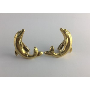 18K Yellow Gold & 0.04ct Diamond Dolphin Clip-On Earrings