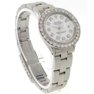 Rolex Datejust Ladies Automatic Stainless Steel 26mm Oyster Watch with White Diamond Dial & Bezel