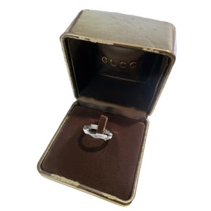 Gucci 18k white gold Link to Love studded ring