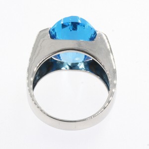 Ponte Vecchio 18KWG 8.0ct Blue Topaz 0.09ct Diamond Ring 